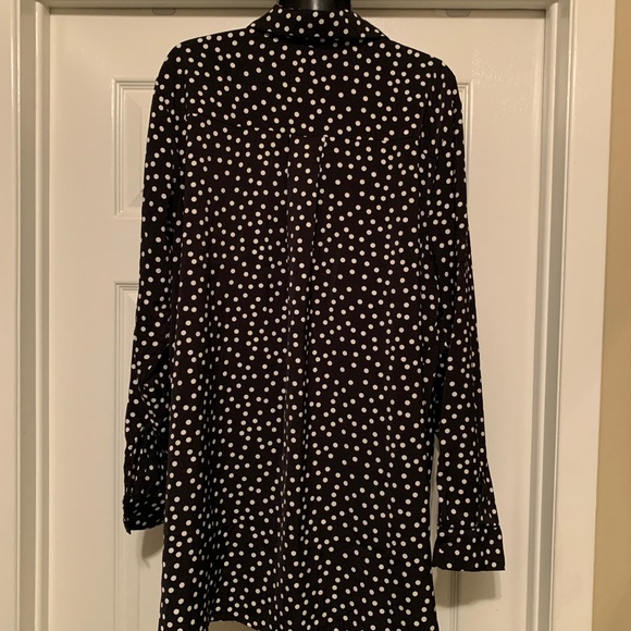 JOE FRESH Black and White Polka Dot Long Sleeve Blouse - Picture 3 of 9